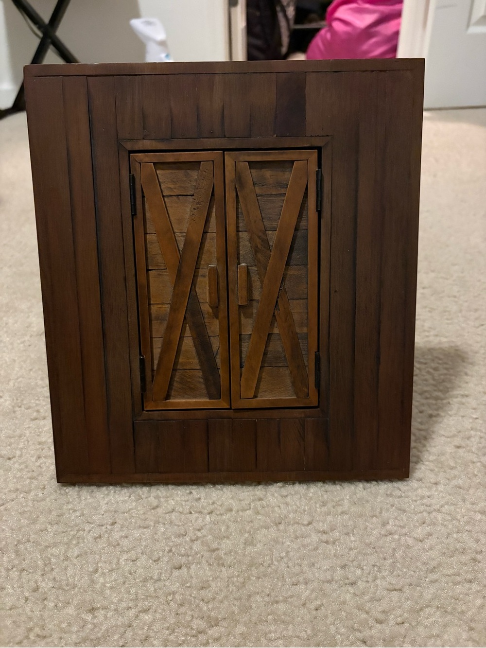 Rustic Brown Wooden Picture Frame with Barn Door Accent